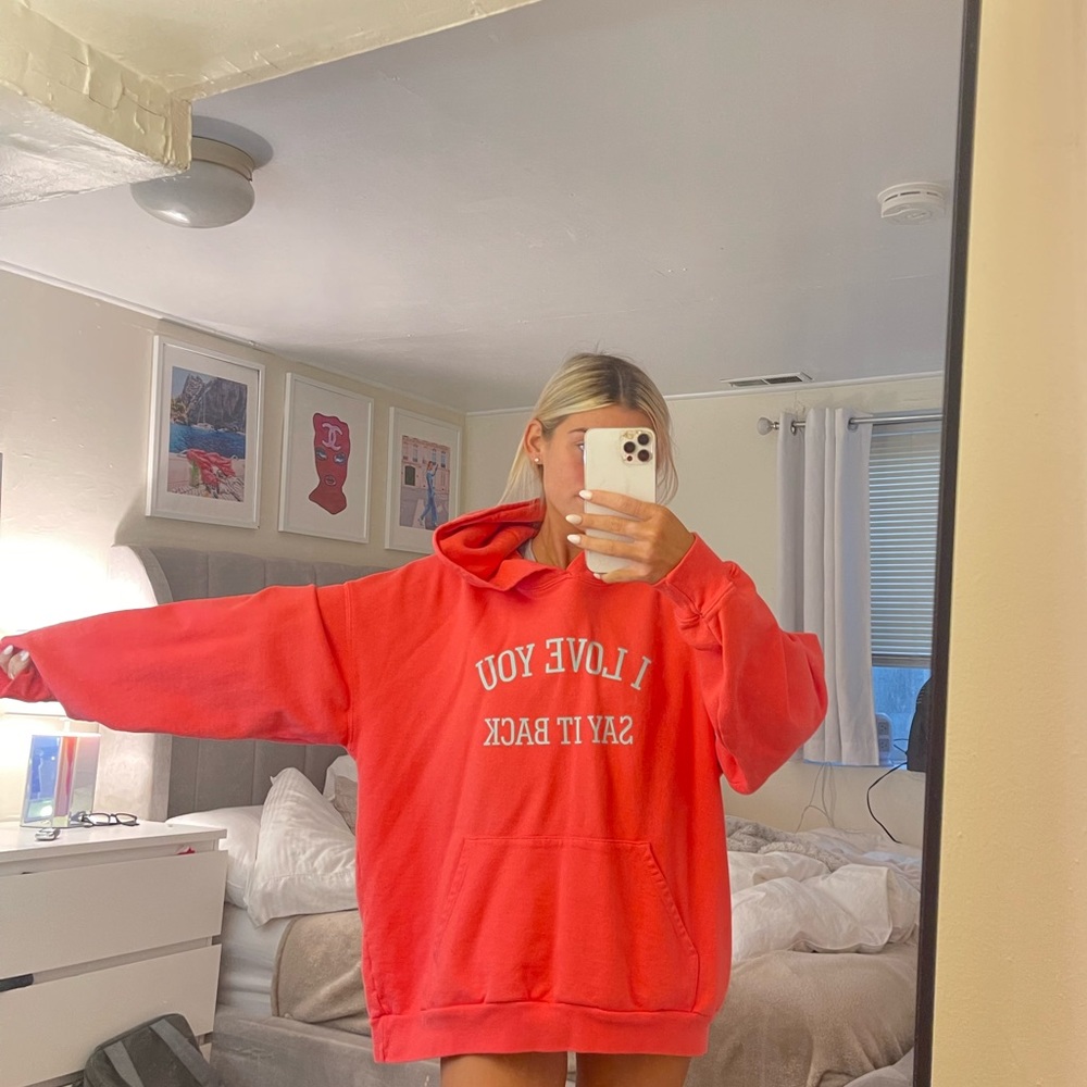 lonely ghost i love you say it back hoodie in pink and blue !
